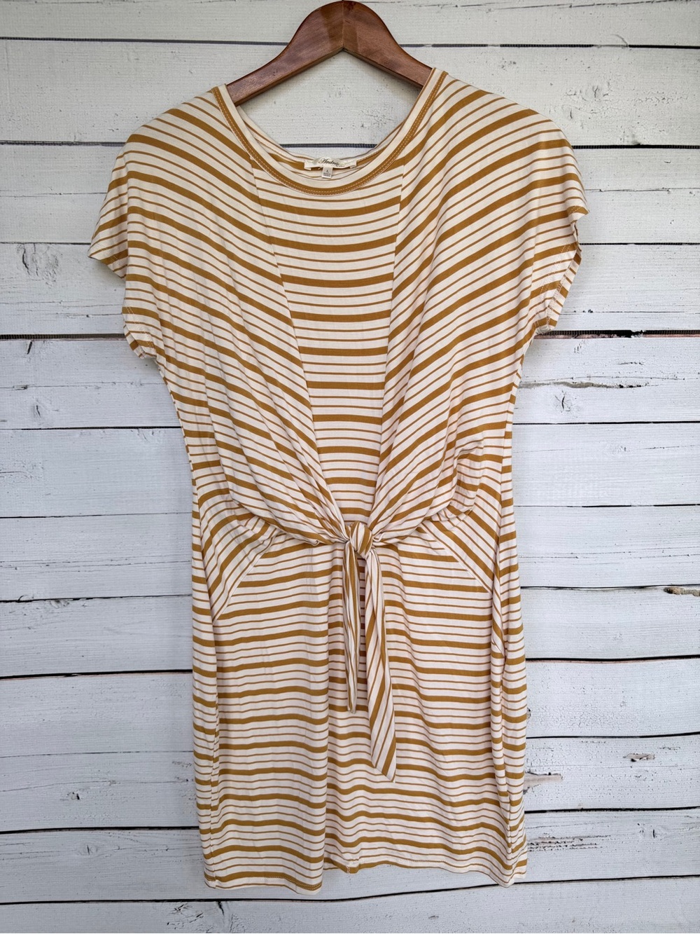 Andre by Unit Striped Front Tie T-Shirt Dress